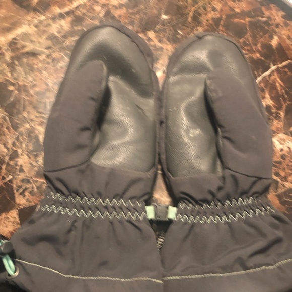 North Face Dark Gray Teal Blue Junior Mitten Winter Gloves Size Large - Picture 4 of 9